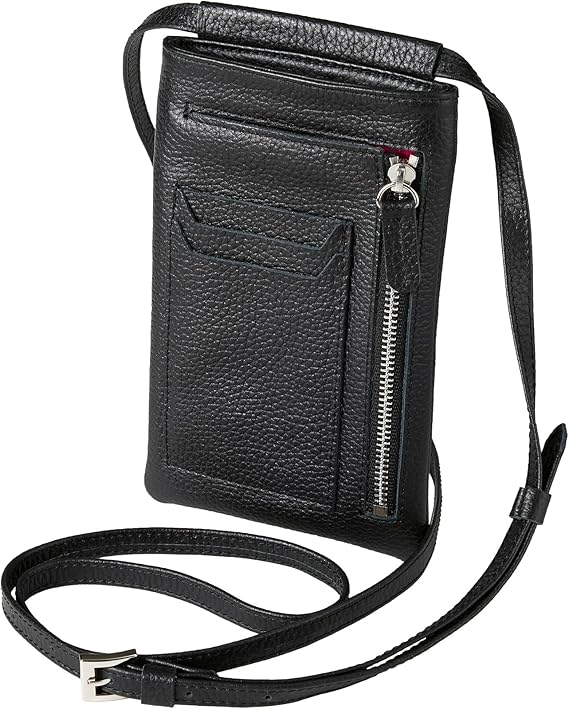 [amidiio] スマホポーチ メンズ 本革 レザー ショルダー 小銭入れ モバイル決済可 長さ調整機能 ブラック